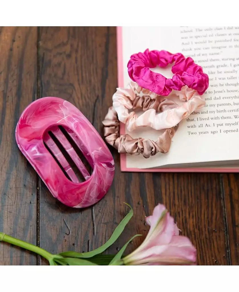 Headbands of Hope Large Oval Hair Clip Set of 2 – Soft Pink + Pink Marble 4