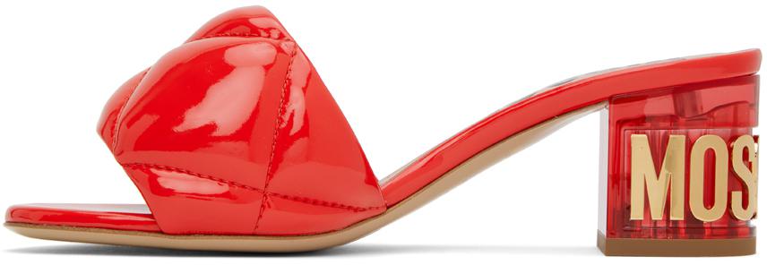 Moschino Red Quilted Mules - Slippers - BeyondStyle