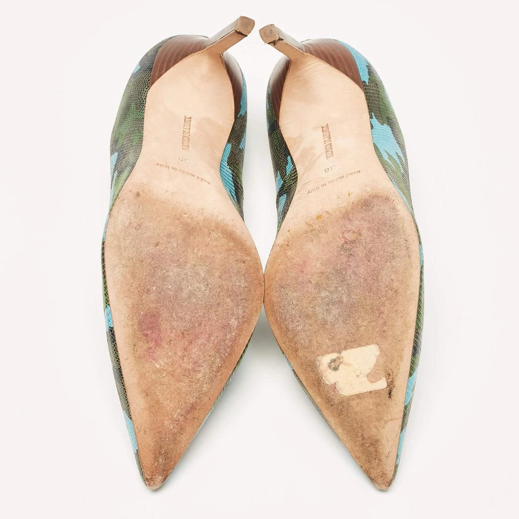 Manolo Blahnik Manolo Blahnik Tricolor Camouflage Print Embossed Lizard Pointed Toe Pumps Size 38 6