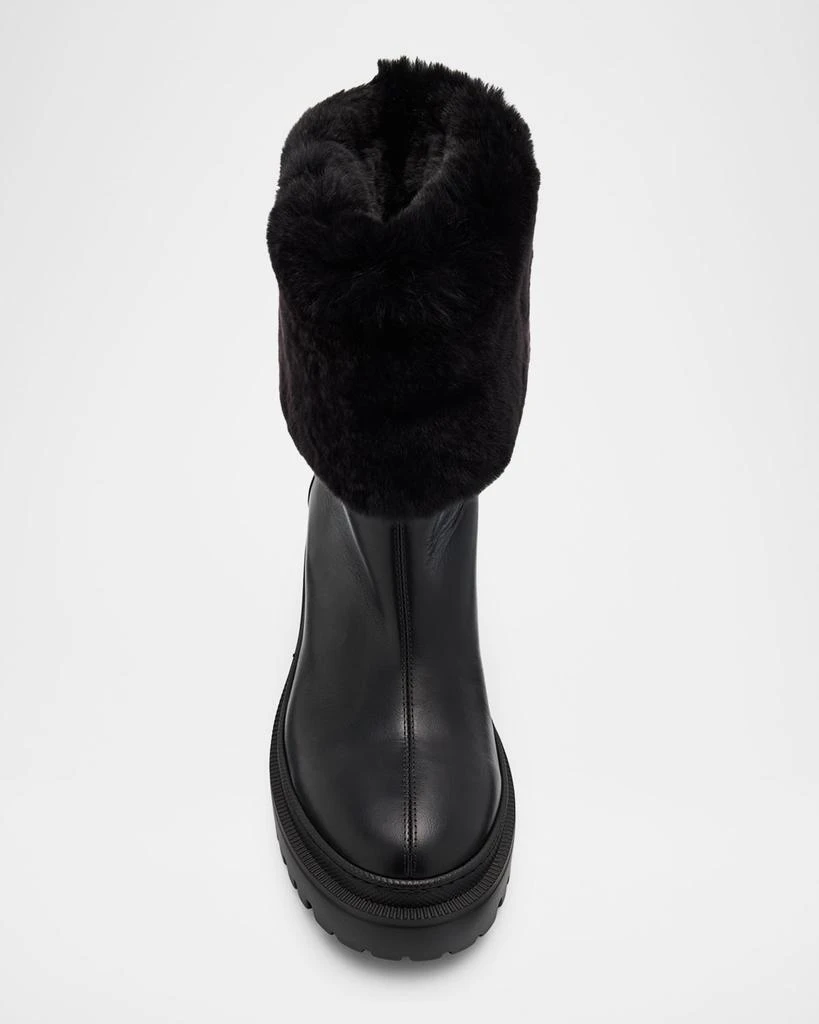 Giuseppe Zanotti Leather Ankle Boots with Shearling Cuff 6