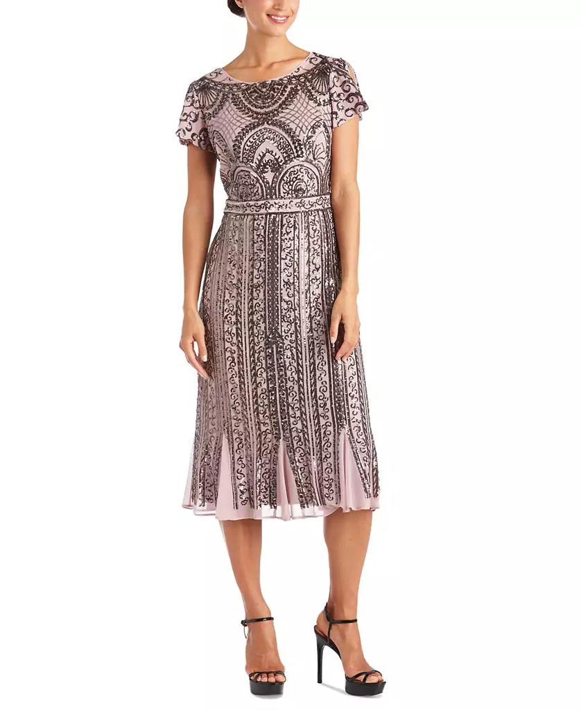 R & M Richards Mesh Beaded Dress 1