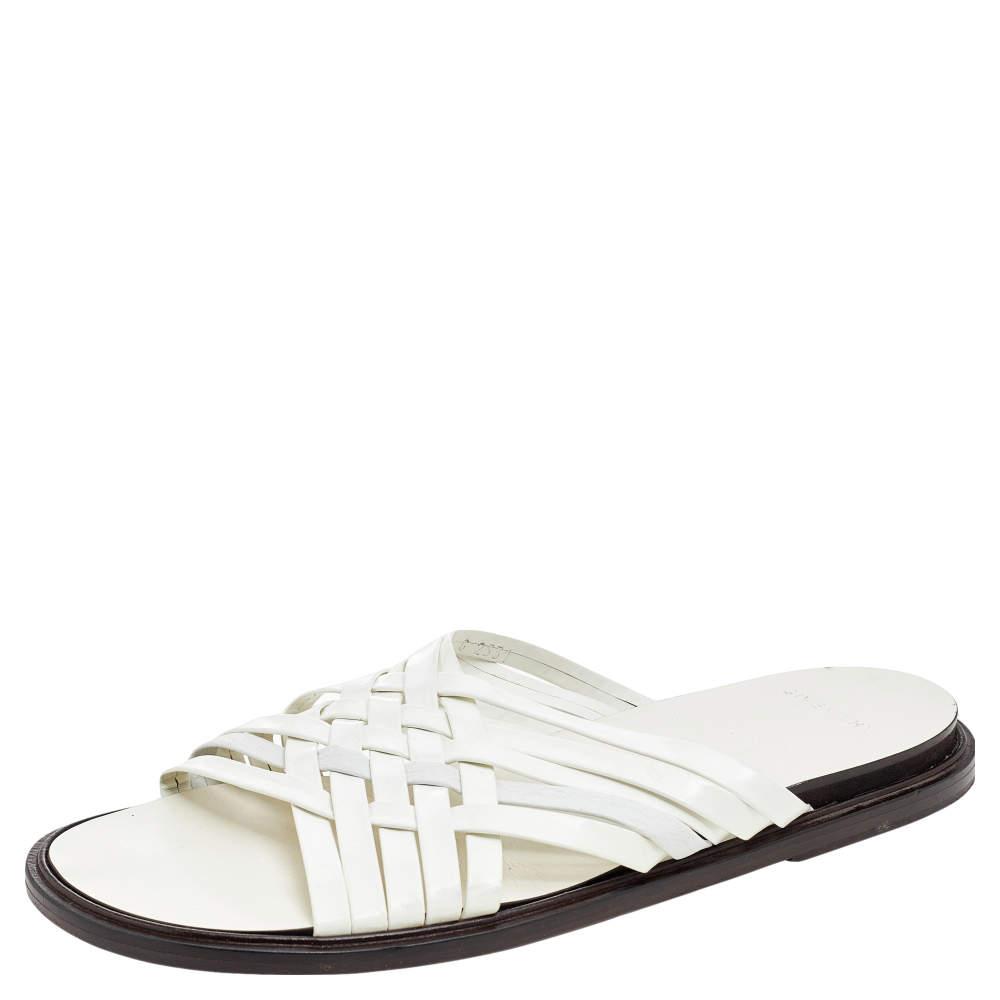 Givenchy Givenchy White Leather Strappy Flat Slide Sandals Size 43