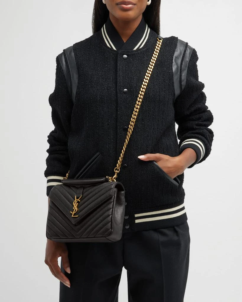 Yves Saint Laurent College Medium Flap YSL Shoulder Bag in Quilted Leather 2