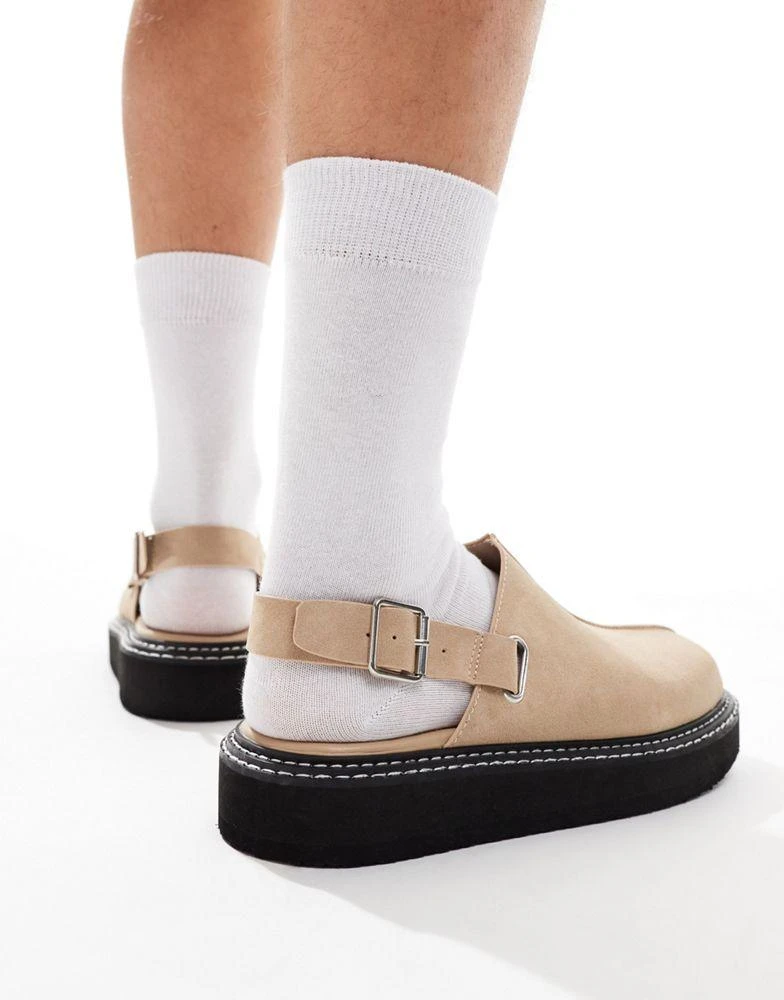 ASOS ASOS DESIGN mule clog sandals in stone with back strap 4