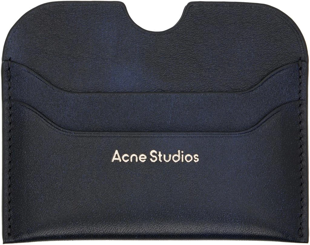 Acne Studios Navy Leather Card Holder