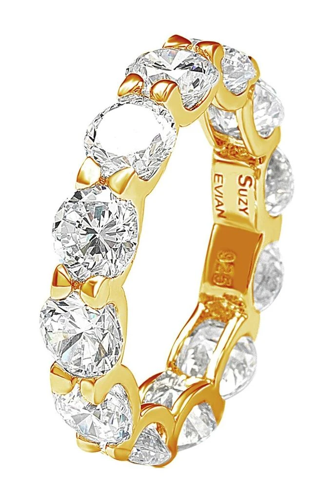 Suzy Levian CZ Round Cut Golden Silver Eternity Band Ring 3
