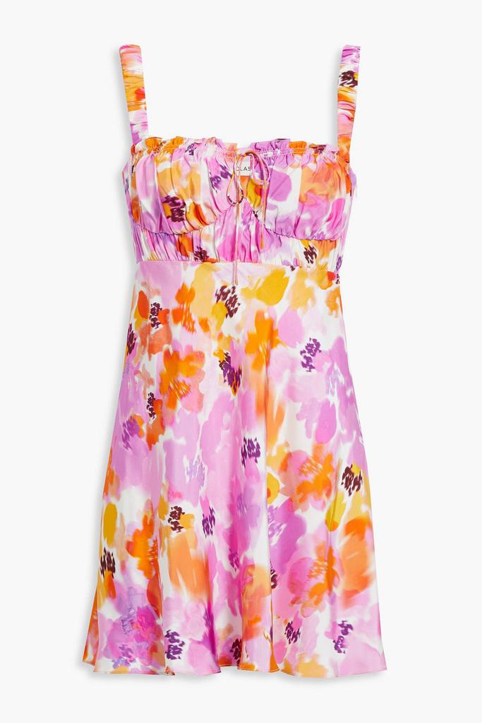 NICHOLAS Gathered floral-print satin-twill mini dress