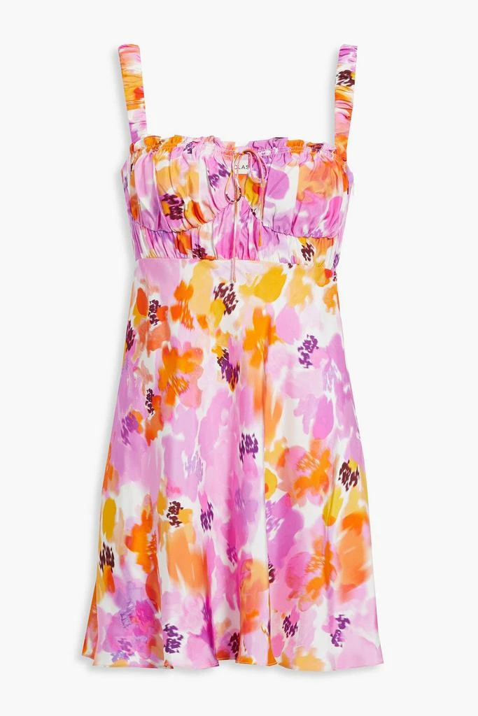 NICHOLAS Gathered floral-print satin-twill mini dress 1