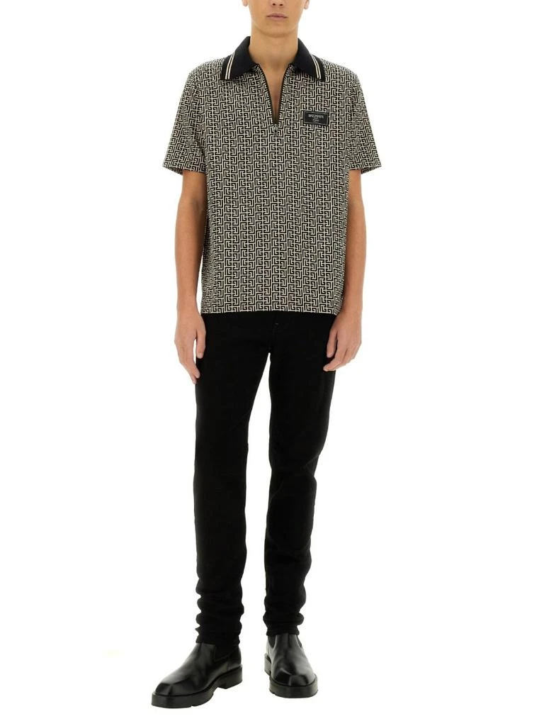 Balmain Balmain Logo Patch Monogrammed Polo Shirt 3