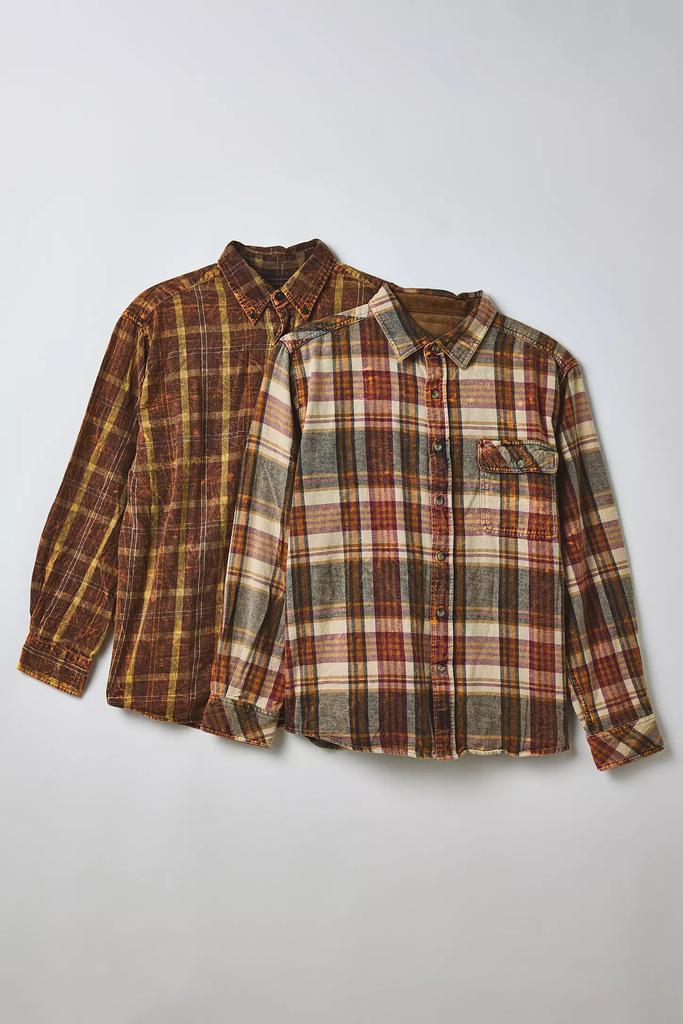 Vintage & ReMADE by UO ReMADE By UO Acid Washed Oversized Flannel Shirt
