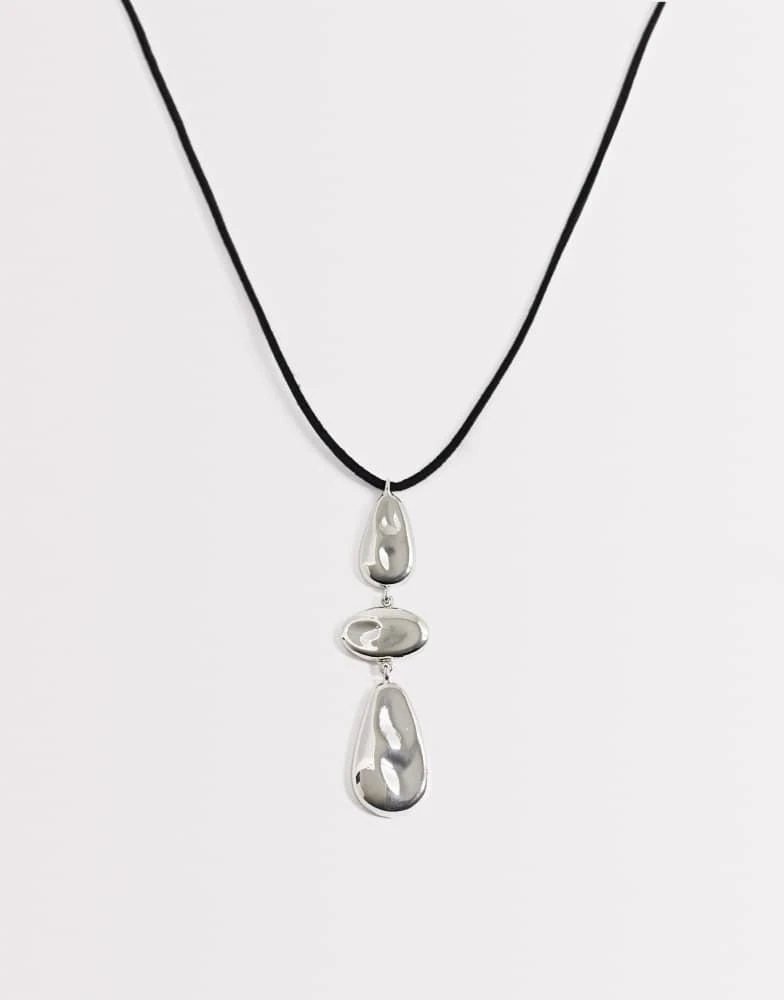 DesignB London DesignB London pendant cord necklace in silver