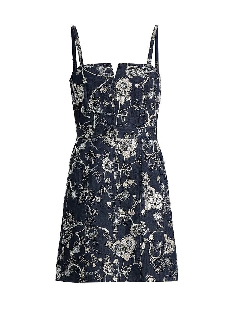 Cinq à Sept Zach Garden Embroidered Denim Minidress