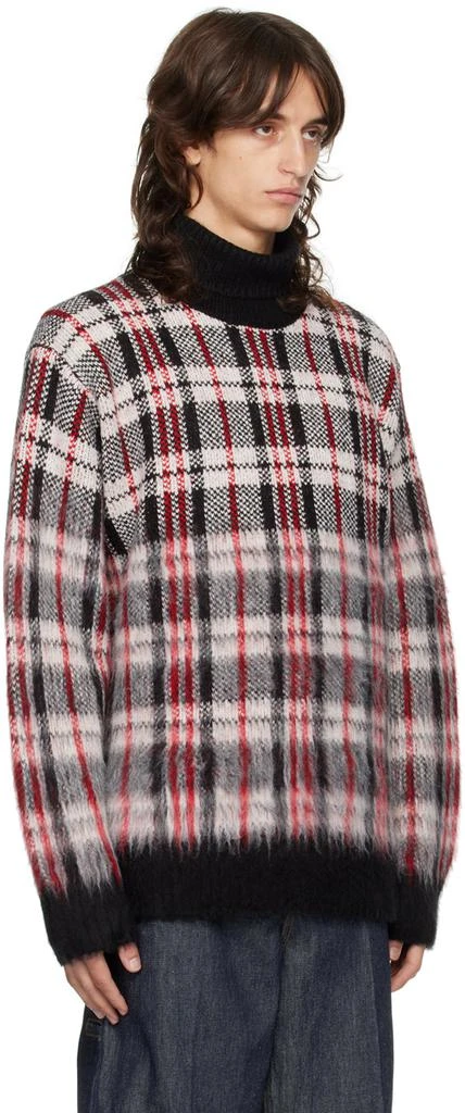 Helmut Lang Red Brushed Plaid Turtleneck 2