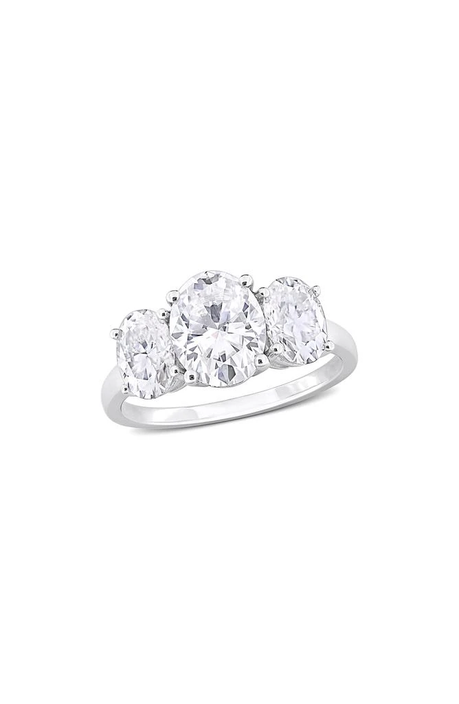 DELMAR Sterling Silver Oval Cut Created Moissanite Engagement Ring