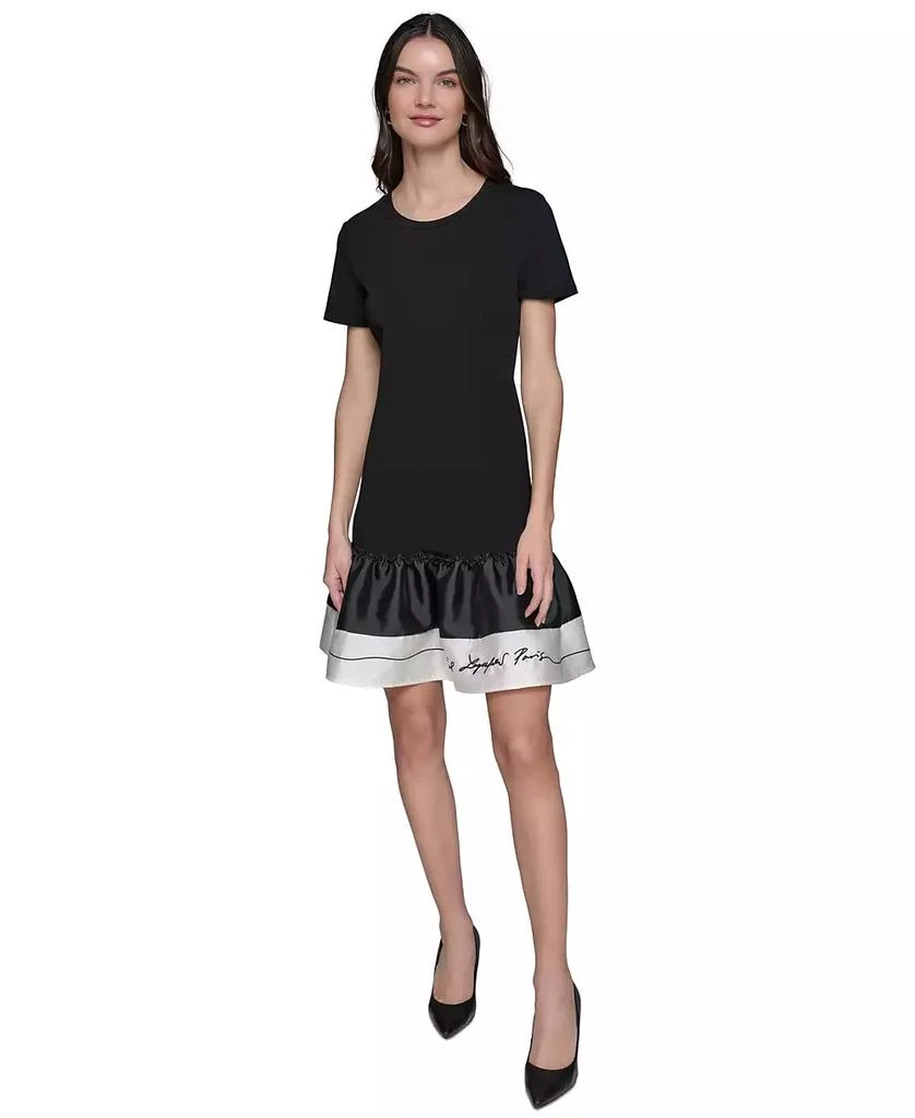 Karl Lagerfeld Paris Women's Ruffled-Hem Embroidered-Script T-Shirt Dress 1