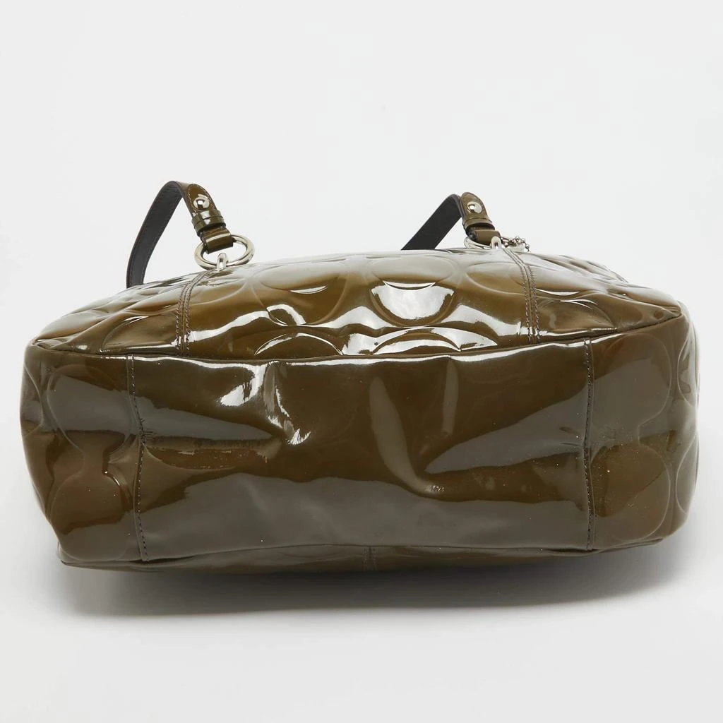 Coach Coach Olive Green Op Art Embossed Patent Leather East West Gallery Tote 6