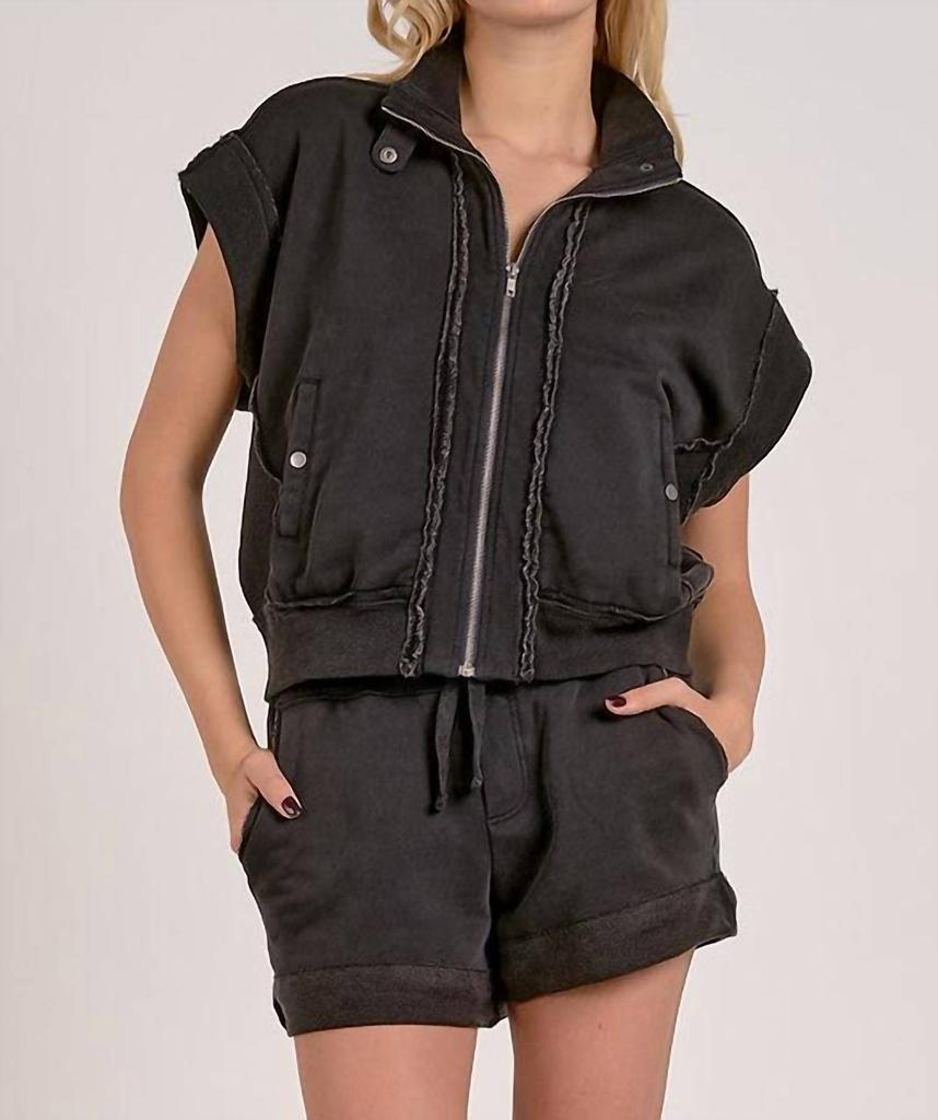Elan Elan - Cap Sleeve Zip Up Vest