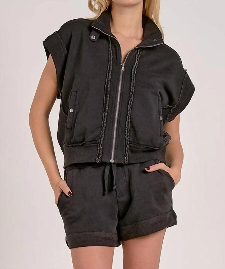 Elan Elan - Cap Sleeve Zip Up Vest 1