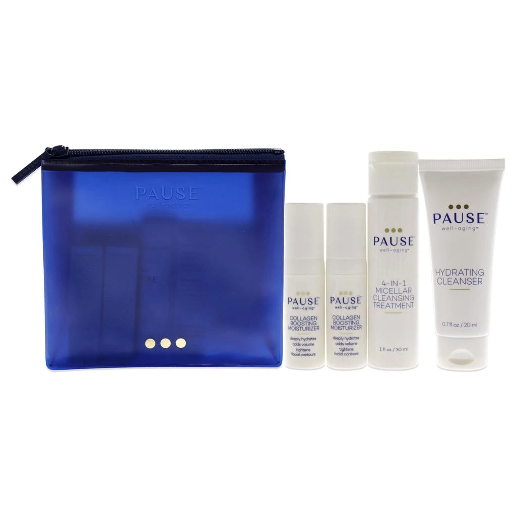Pause Well-Aging Discovery Kit by  for Unisex - 4 Pc 0.7oz Hydrating Cleanser, 1oz 4-in-1 Micellar Cleansing Treatment, 2 x 0.17oz Collagen Boosting Moisturizer 1