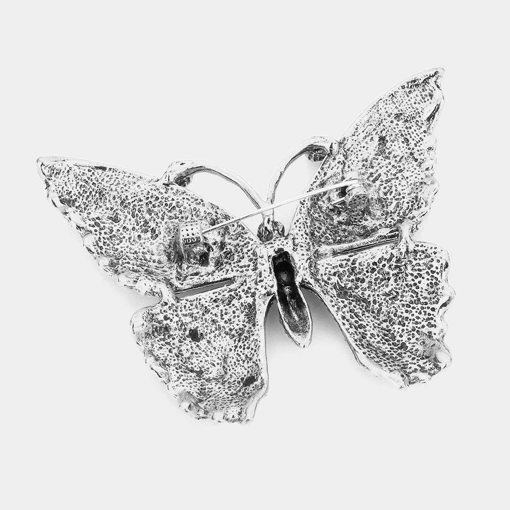 FASHNZFAB Bubble Stone Embellished Butterfly Pin Brooch 2