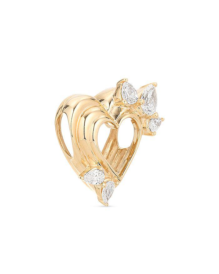 Adina Reyter 14K Yellow Gold Lab Grown Diamond Pear Cut Groovy Heart Big Bead Pendant