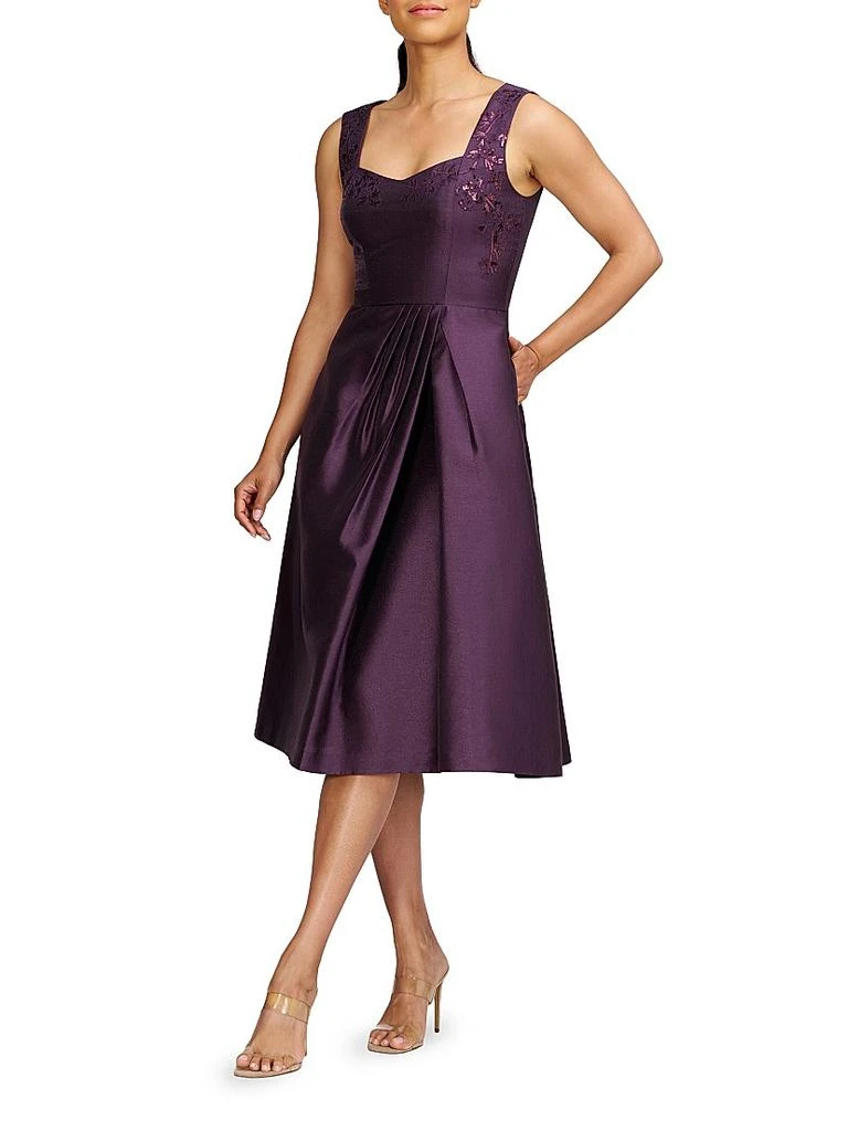 knee length dresses for ladies Teri Jon by Rickie Freeman Women's Metallic Organza Gown - Tan/Beige - Size 16