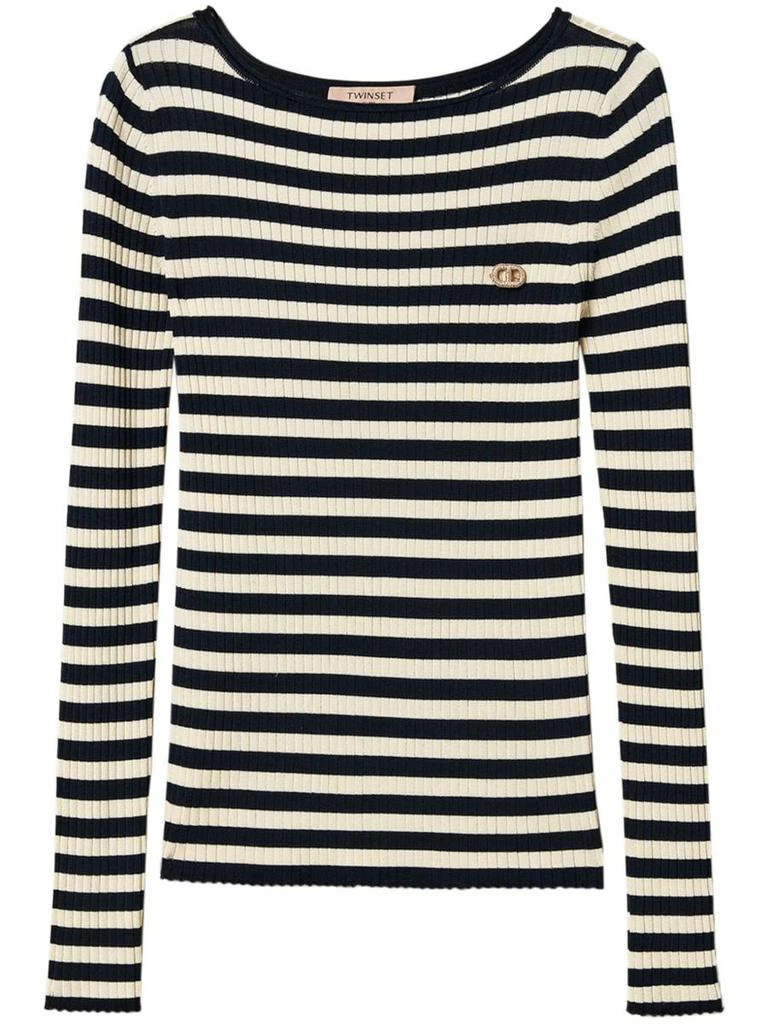 TWINSET Twinset Navy Blue Stripes Sweater 1