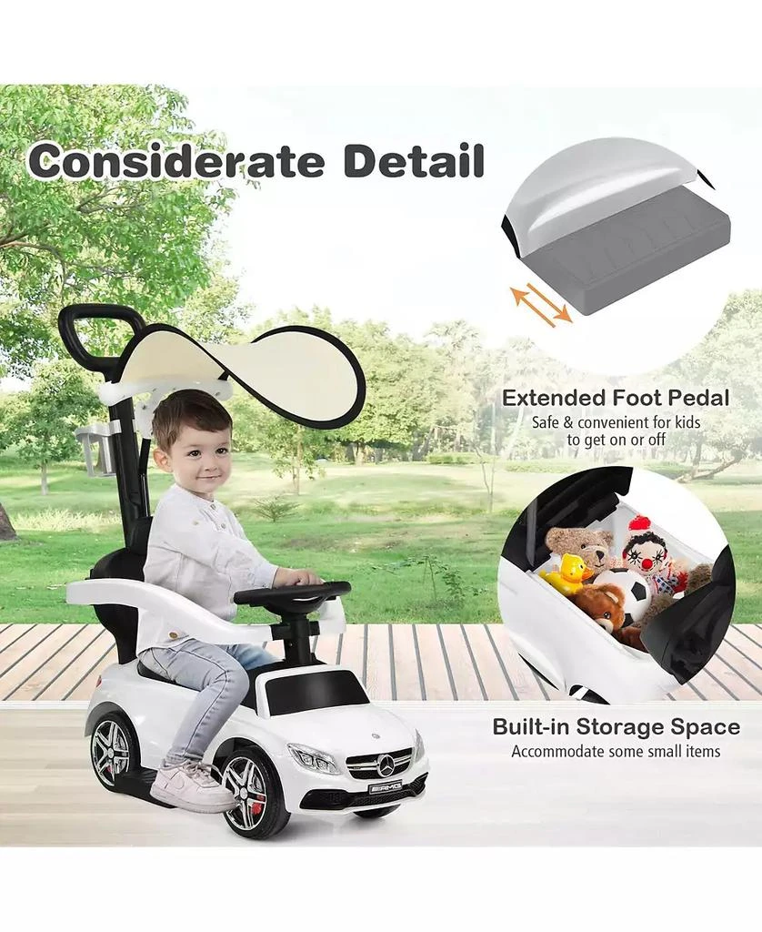 Mecale 3-in-1 Ride on Push Car Mercedes-Benz Licensed Sliding Car with Canopy 4