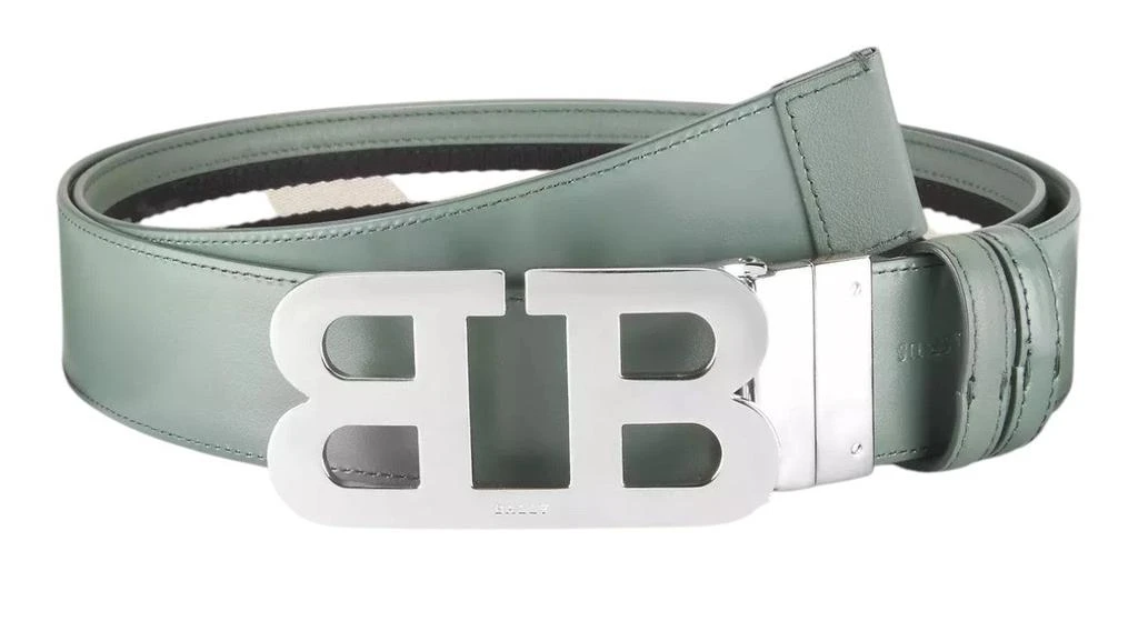 Bally silver belt Bally Mens B Chain Leather Adjustable Reversible Belt Sage  main image 3