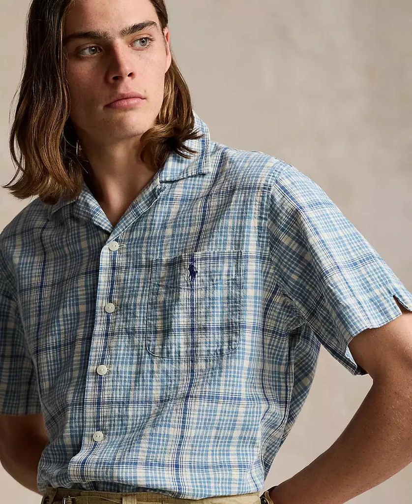 Ralph Lauren Men's Classic-Fit Plaid Linen-Blend Camp Shirt 3