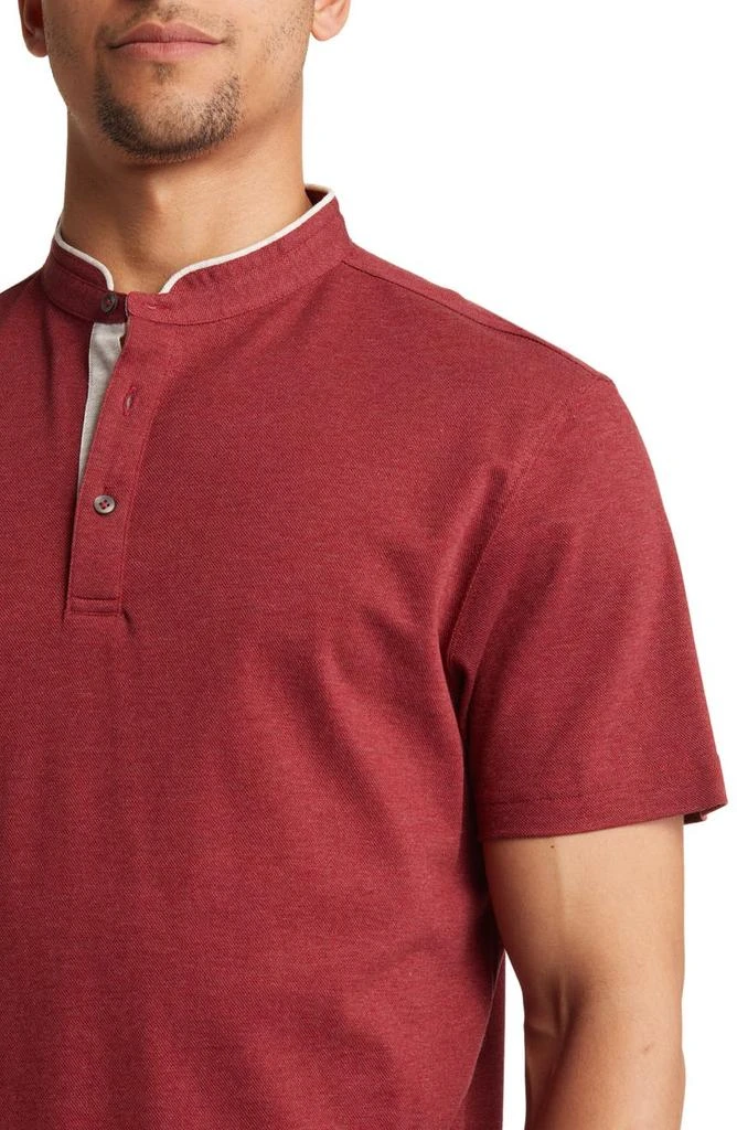 Lorenzo Uomo Trim Fit Band Collar Short Sleeve Polo 4