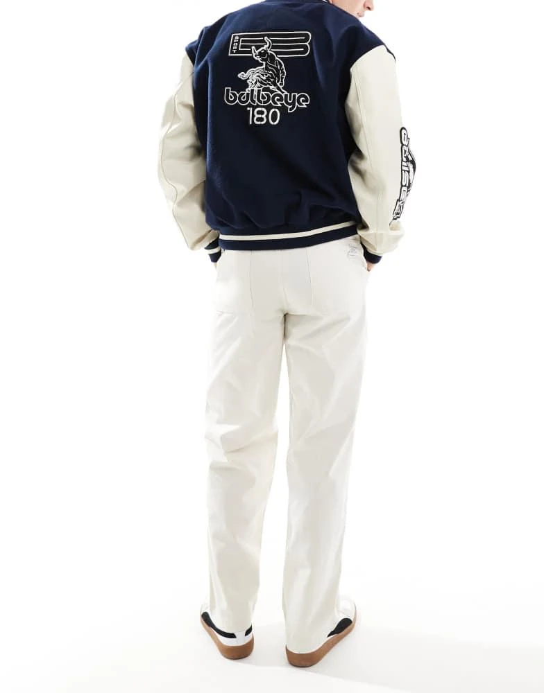 ASOS ASOS DESIGN baggy fit trousers with workwear patch in ecru 2