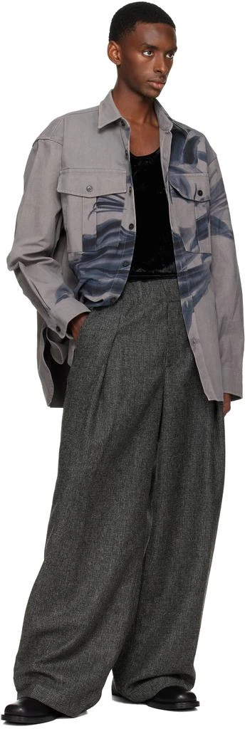 Dries Van Noten Gray Oversized Cotton Shirt 4