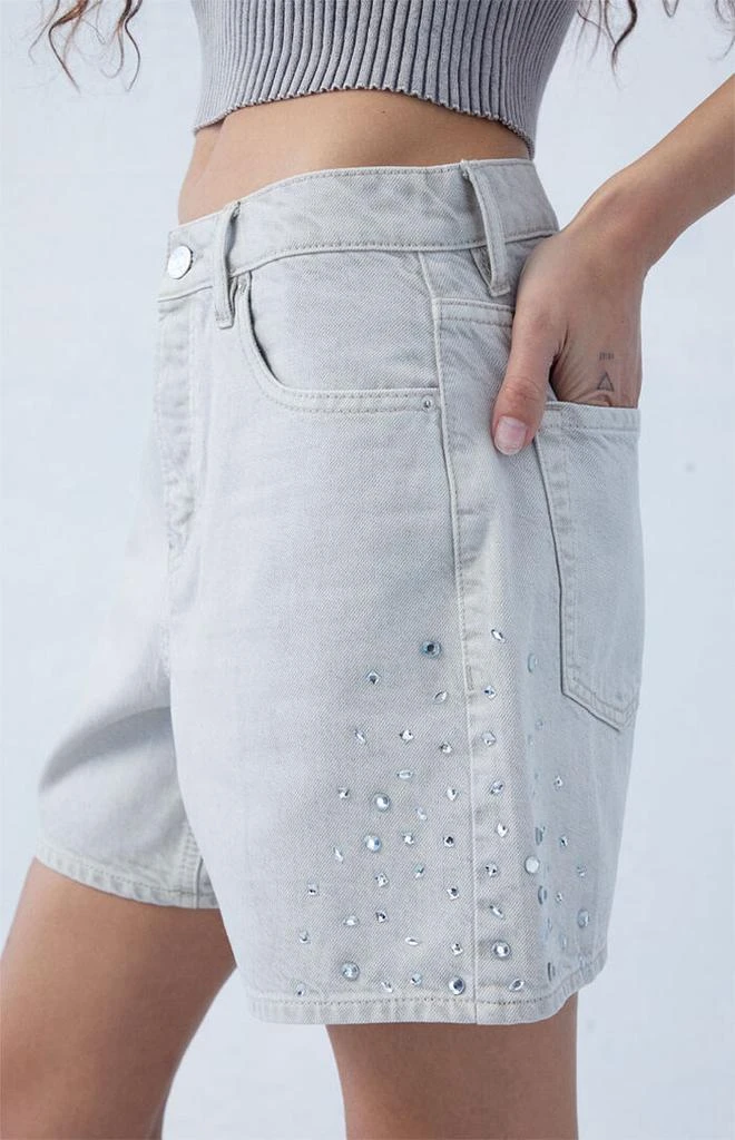PacSun Eco Gray Rhinestone High Waisted Relaxed Jorts 2