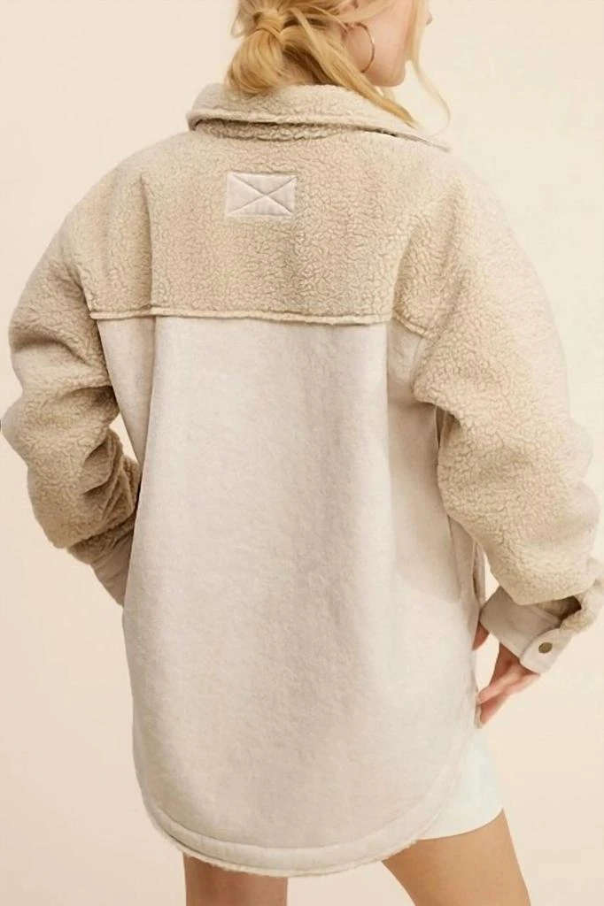 LA MIEL Arlo Oversized Button Down Shacket Coat In Soy Latte 2