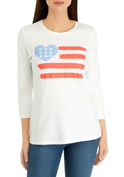 Kim Rogers® Rogers Womens 3 4 Patriotic Graphic T Shirt 1