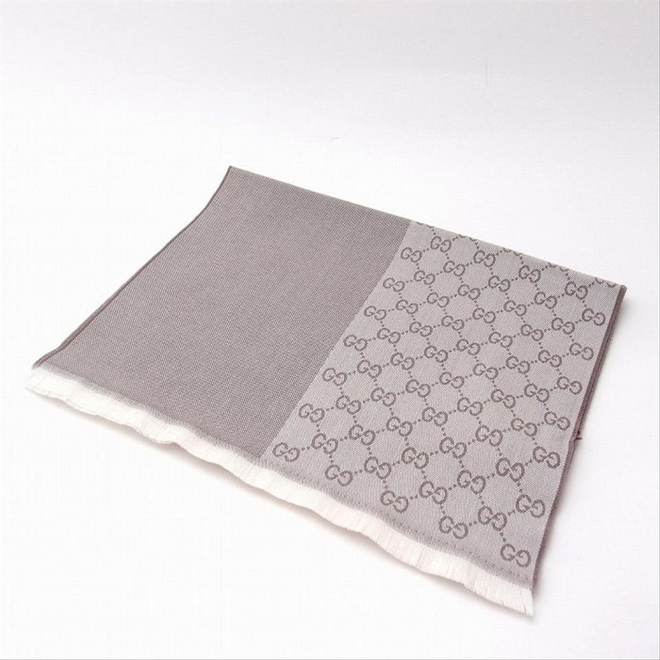 Gucci Gucci - Beige GG Monogram Half Web Wool Scarf