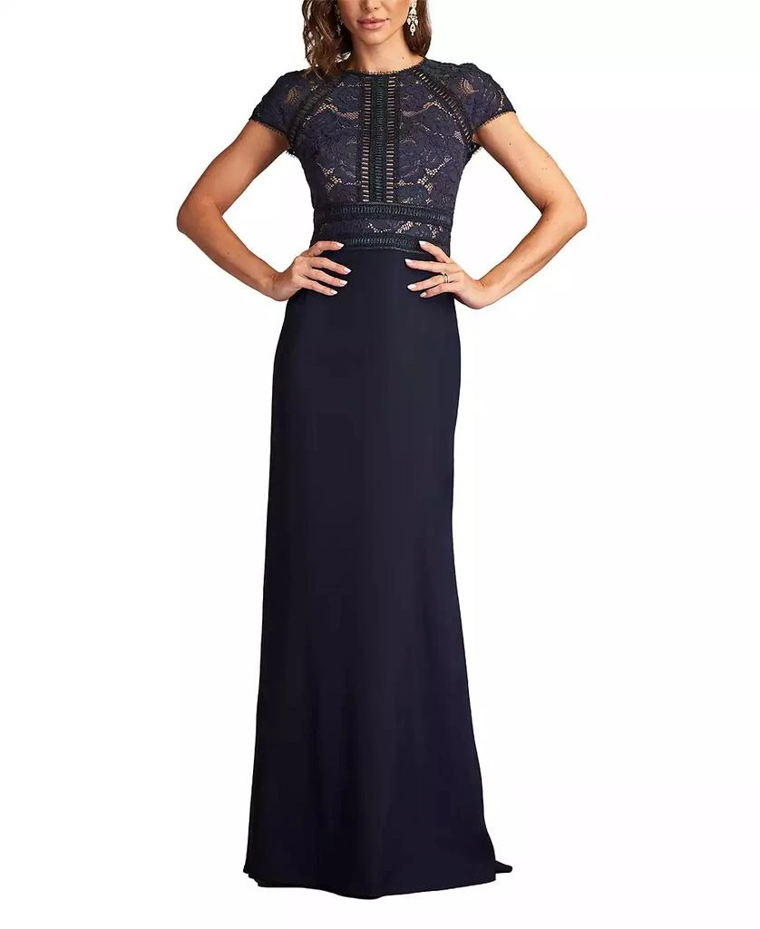 Tadashi Shoji Women's Catrine Lace Bodice Gown - Navy - 16