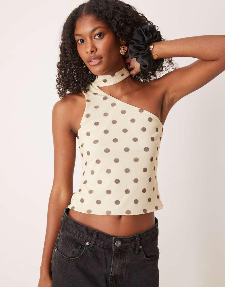 Polka Dot Asos Satin Scarf BEEDEN DOTS SCARF NECK TOPS ASOS DESIGN