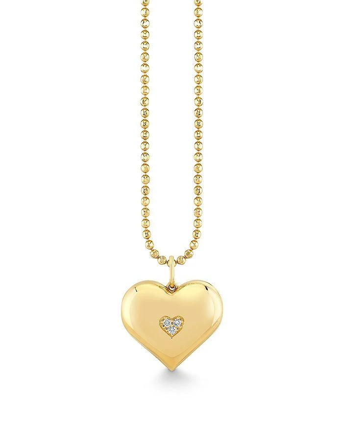 Sydney Evan 14K Yellow Gold Diamond Wallpaper Heart Locket Necklace, 16"
