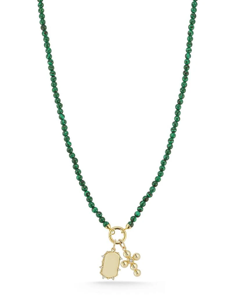 Moon & Meadow 14 Yellow Gold Malachite Beaded Clip Bale Pendant Necklace, 17" 3