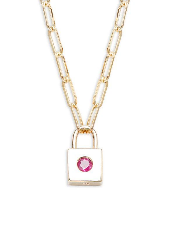 Effy ​14K Yellow Gold & Ruby Lock Pendant Link Necklace 1