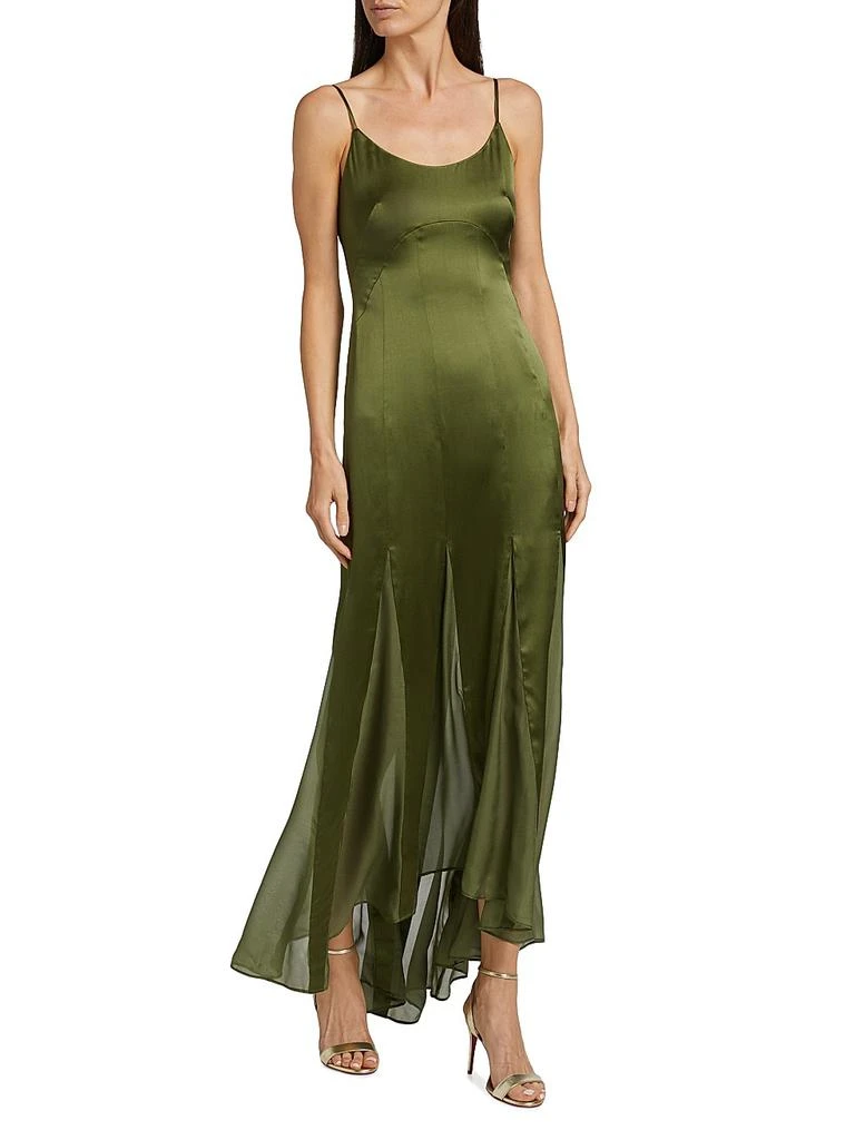 Azeeza Women's Kaida Charmeuse & Chiffon Dress - Moss - Size XS