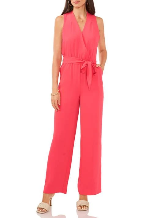 Vince Camuto Camuto Womens Sleeveless V Neck Jumpsuit 1