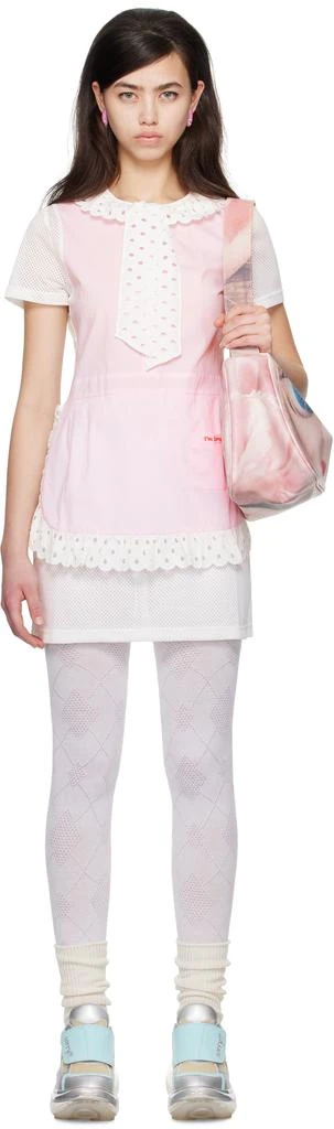 I'm Sorry by Petra Collins SSENSE Exclusive Pink & White JennyFax Edition Apron Minidress