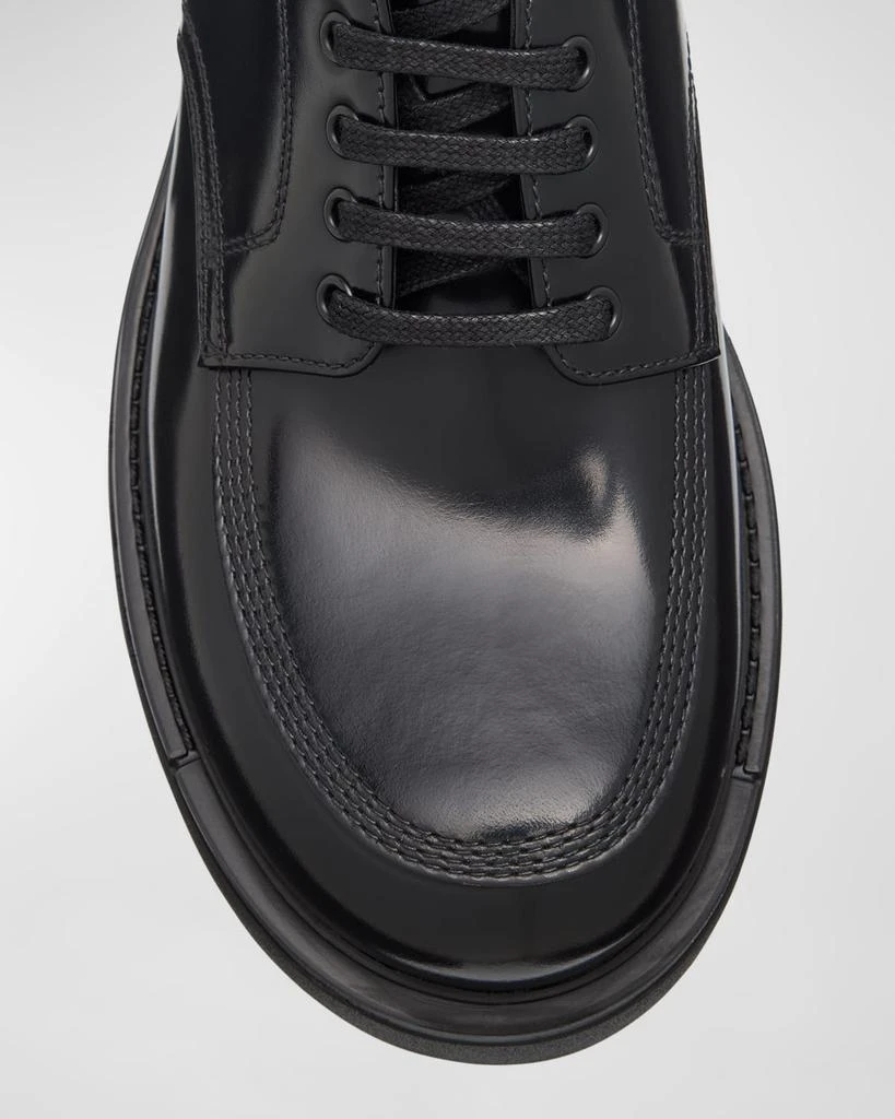 Prada Men's Diapason Brushed Leather Derby Shoes 7