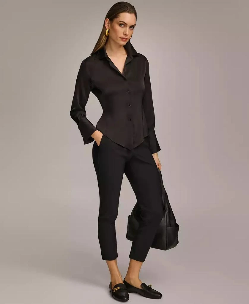 Donna Karan Women's Button Front Point Hem Top, Regular & Petite Sizes 4