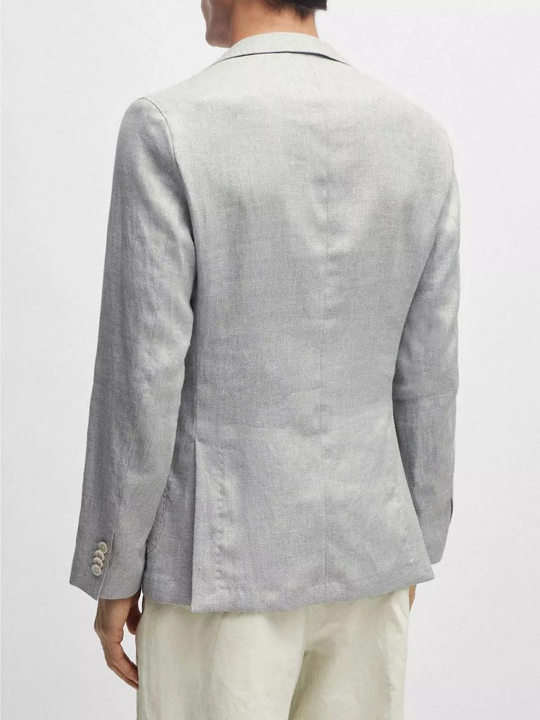 Hugo Boss Slim-Fit Jacket in a Micro-Patterned Linen Blend 4