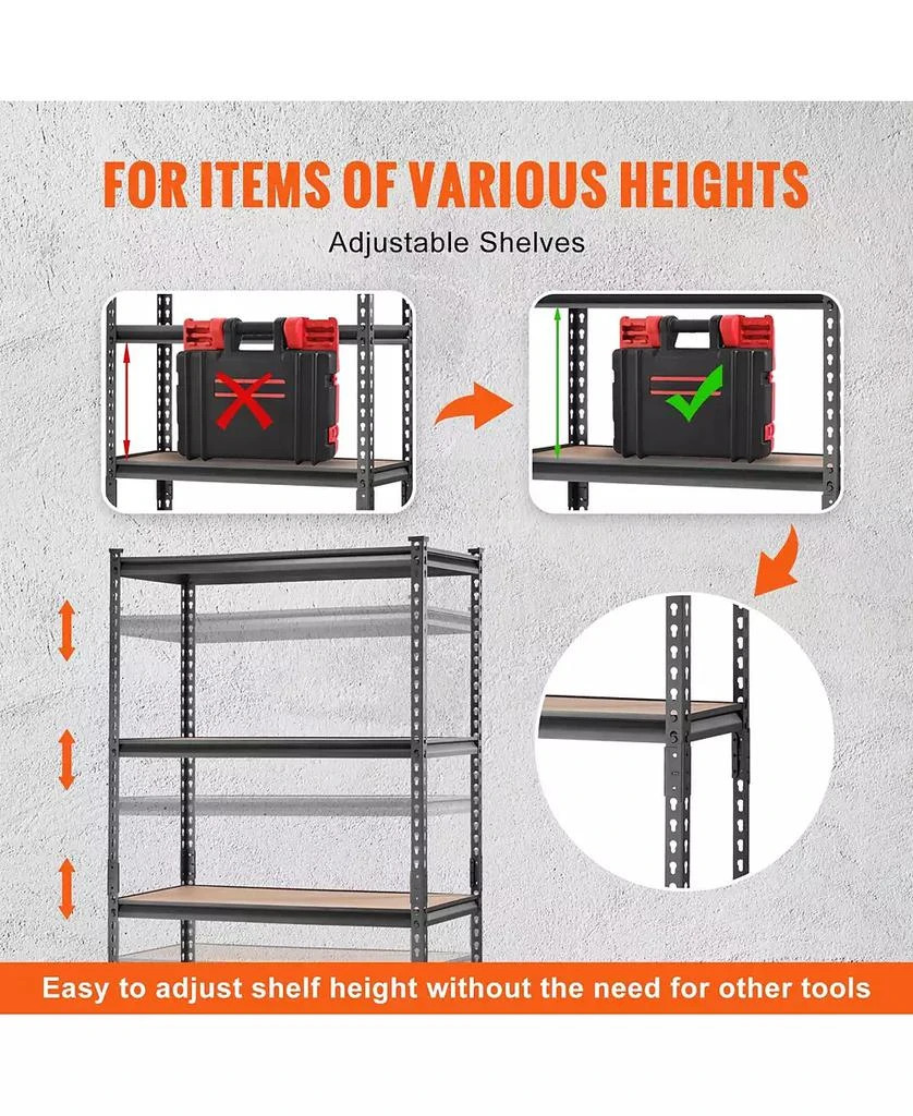 Mecale 5-Tier Storage Shelving Unit, Adjustable, 2000-Lb Capacity, 35"L x 18"W x 71"H, Heavy-Duty Utility Rack 9