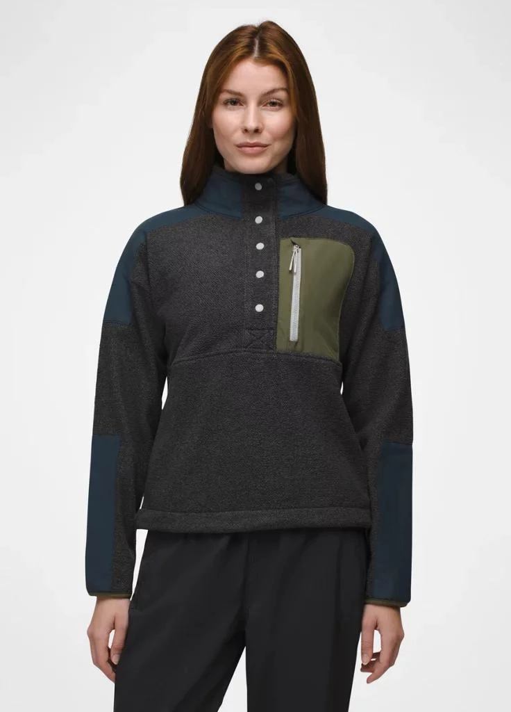 Prana Womens prAna Peak Fleece Snap Up - Charcoal / Stormy Night 1